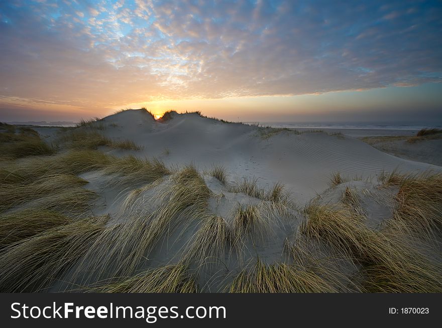 Beautiful sunset and sand dunes