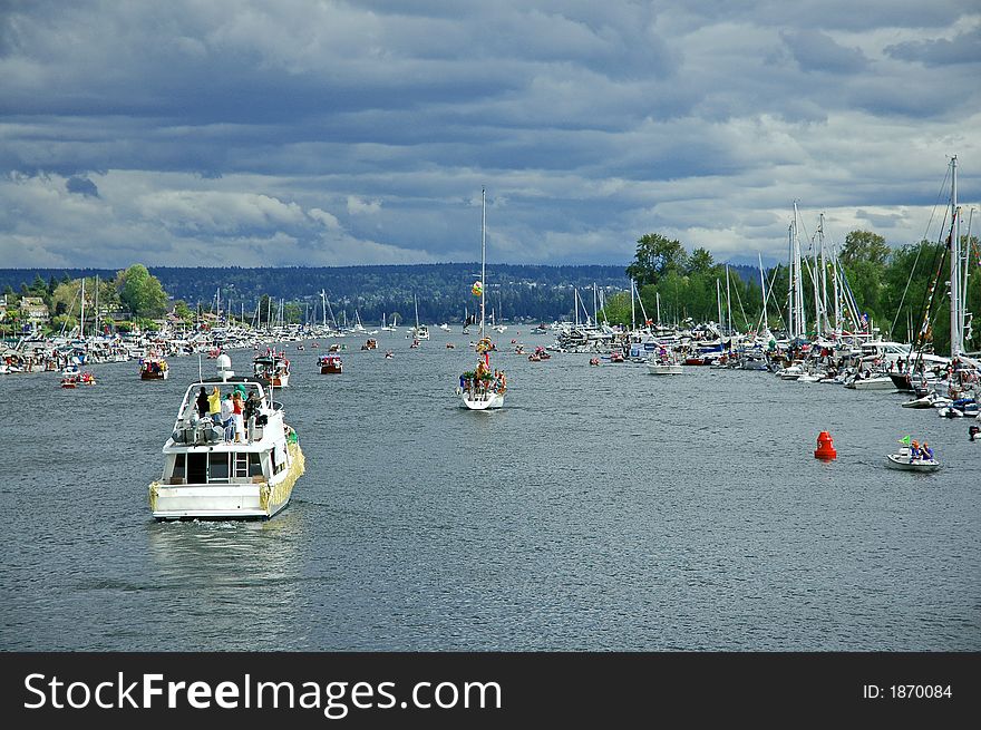 The parade route for the Opening Day of Boating in Seattle. The parade route for the Opening Day of Boating in Seattle