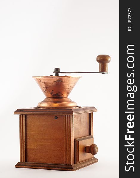 Coffee grinder on the white background