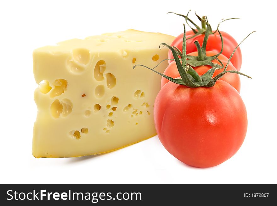 Cheese and fresh tomatoes-components for preparation of tasty dishes