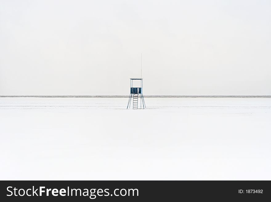 Lifesaving tower, during winter, on the Shamora Beach in Vladivostok, Russia. Lifesaving tower, during winter, on the Shamora Beach in Vladivostok, Russia