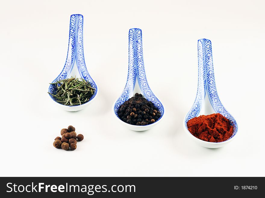 Collection of spices, on white