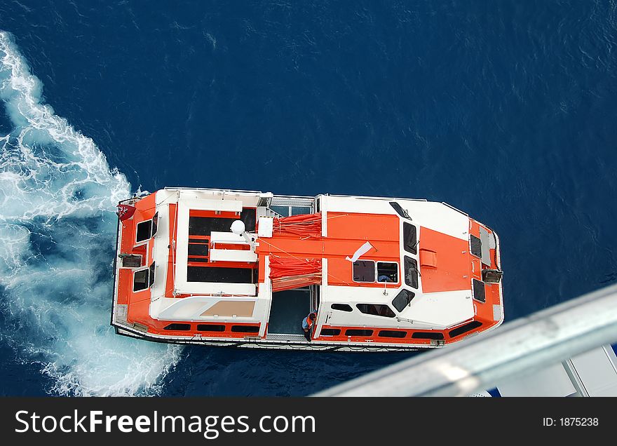 Lifeboat on large ocean liner