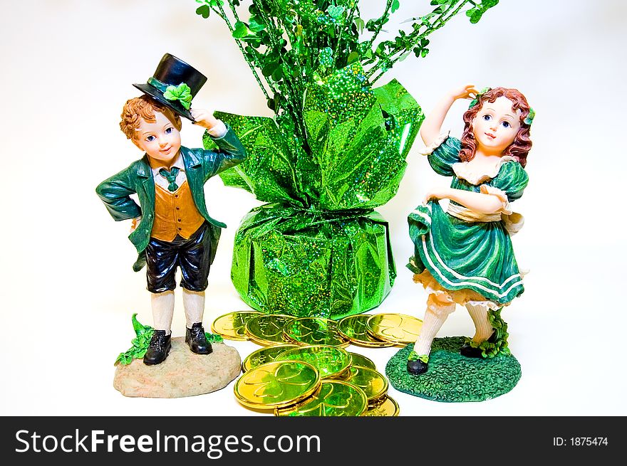 Leprechaun Figurines With Gold