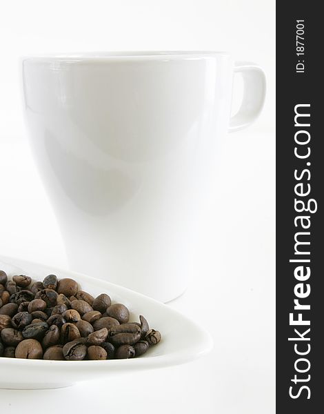 White background of coffee-beans