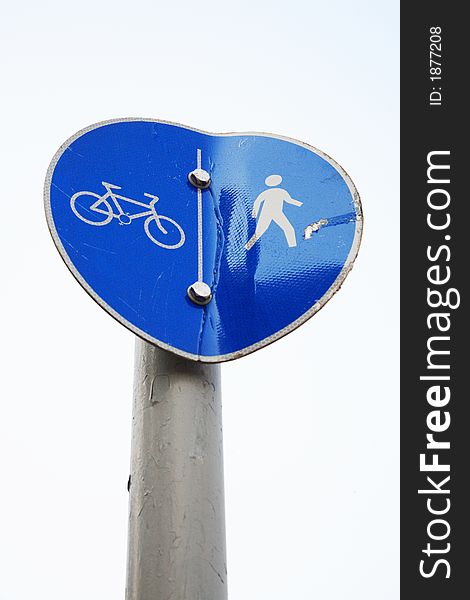 Signage for cyclist and pedestrians. Signage for cyclist and pedestrians