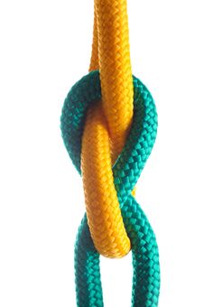Rope With Marine Knot On White Background. Royalty Free Stock Photos Rope With Marine Knot On White Background. Royalty Free Stock Photos