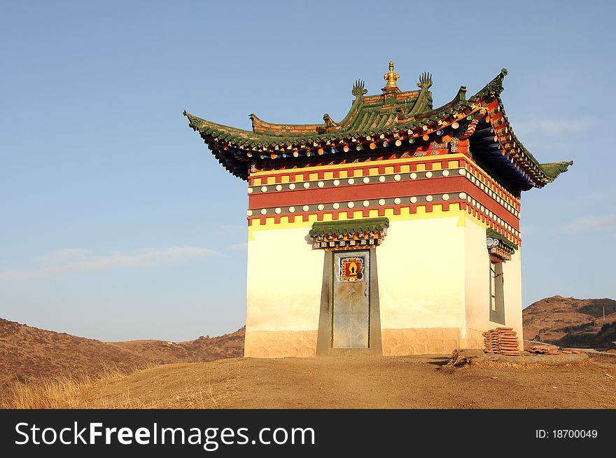 Landscape of a small historic lamasery in Gansu,China. Landscape of a small historic lamasery in Gansu,China