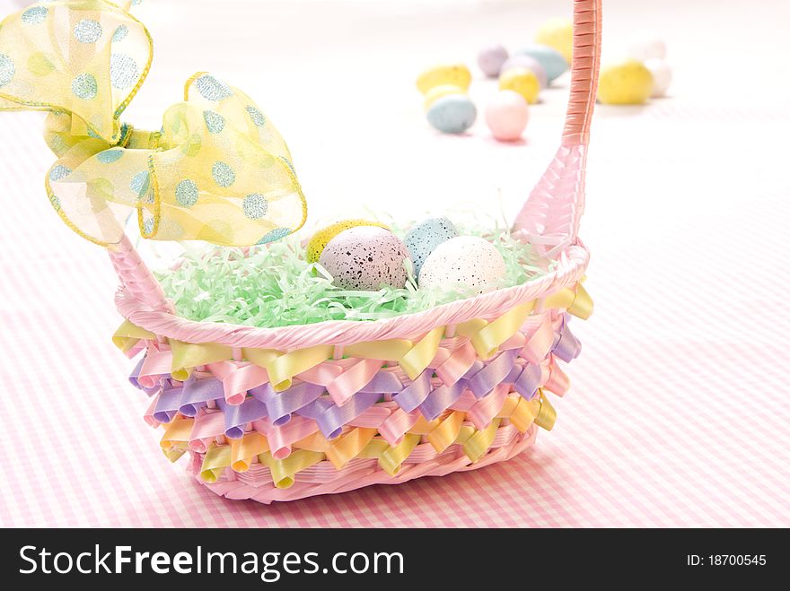 Easter eggs in basket