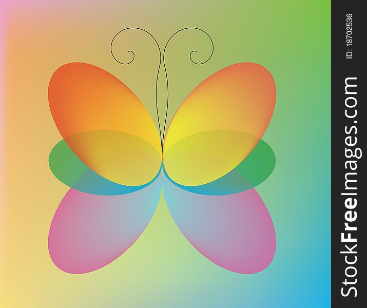 Abstraction. The beautiful color butterfly. Abstraction. The beautiful color butterfly