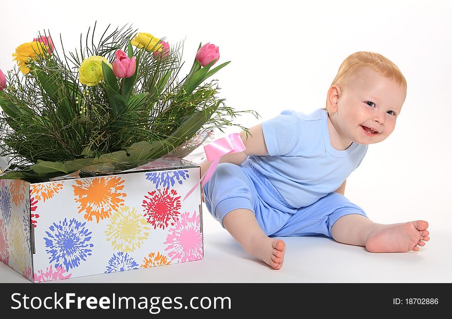 Portrait of a beautiful child with flowers. Portrait of a beautiful child with flowers