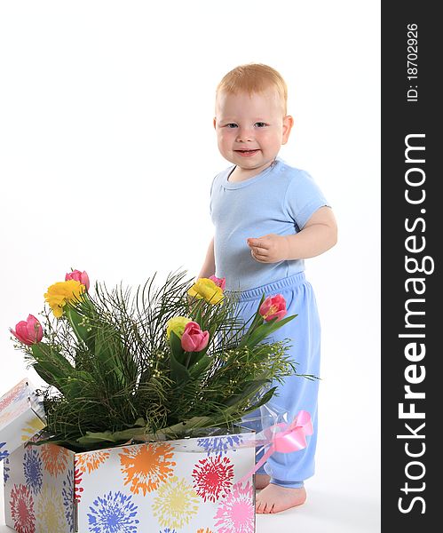 Portrait of a beautiful child with flowers. Portrait of a beautiful child with flowers