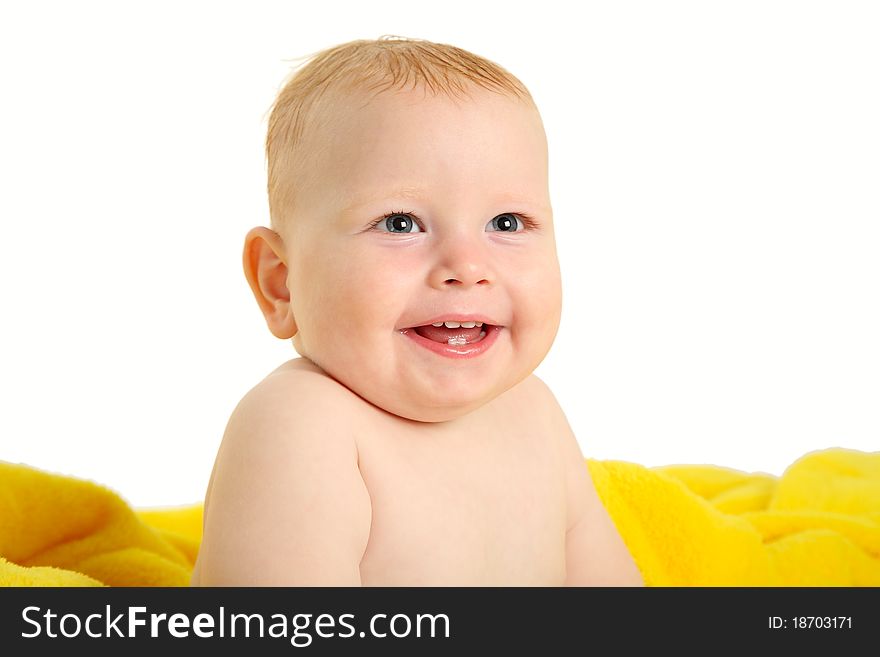 Small child isolated on white