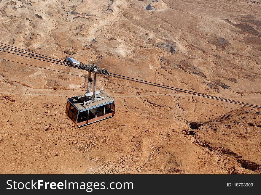 Funicular over the desert near Masada fortress