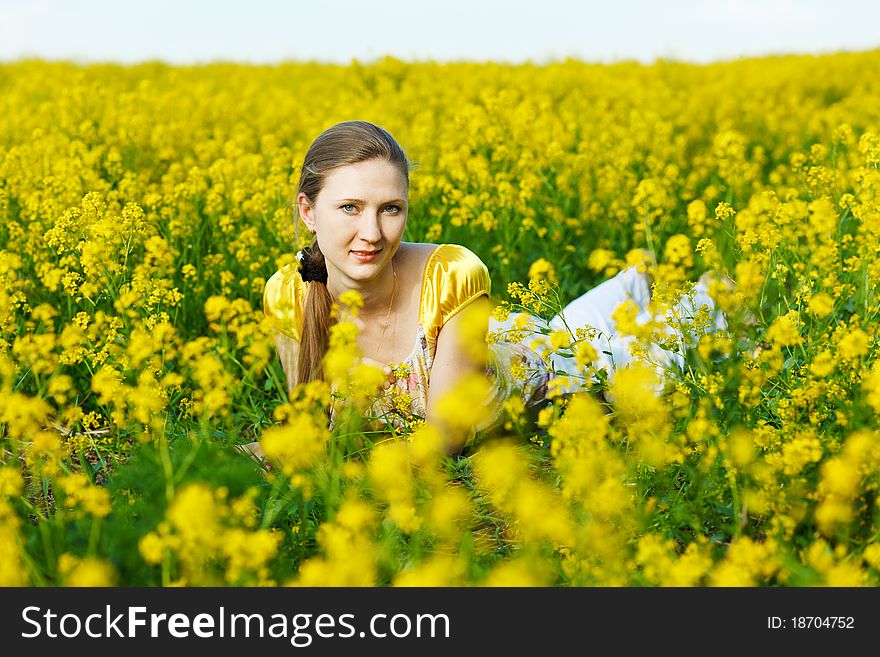 Woman On Yellow Field