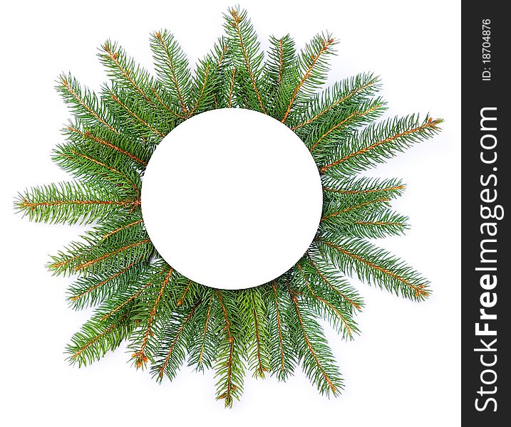Round fir frame. Isolated on white background. Round fir frame. Isolated on white background.