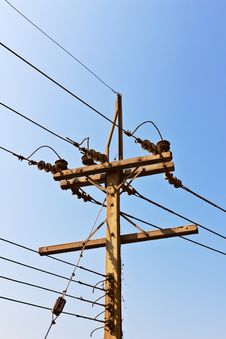 Pole Power Lines Royalty Free Stock Images