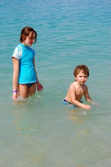 Brother And Sister Playing In The Ocean Royalty Free Stock Photo Brother And Sister Playing In The Ocean Royalty Free Stock Photo