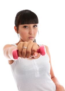 Young Woman Using Hand Weights Royalty Free Stock Photography Young Woman Using Hand Weights Royalty Free Stock Photography