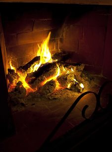 Logs Burning In Fireplace Royalty Free Stock Photos Logs Burning In Fireplace Royalty Free Stock Photos