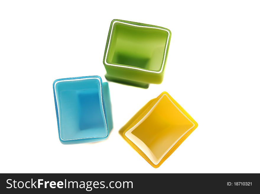 Three color glass isolated on white
