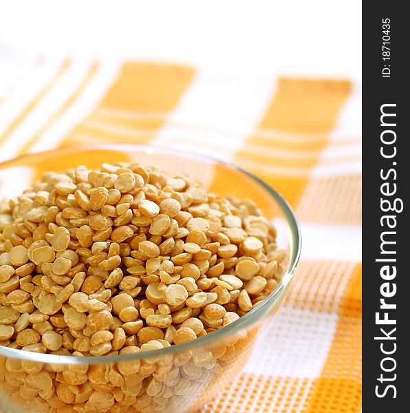 Peas In Glass Bowl On Table