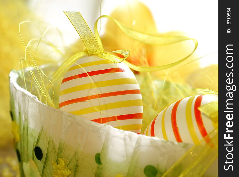 Beautiful easter eggs, holiday composition