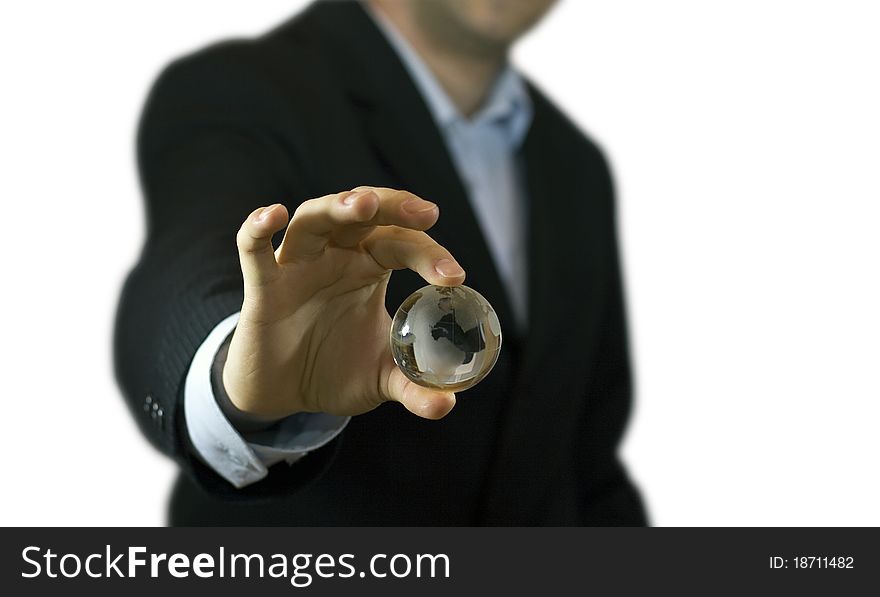 Businessman Holding Crystal Globe