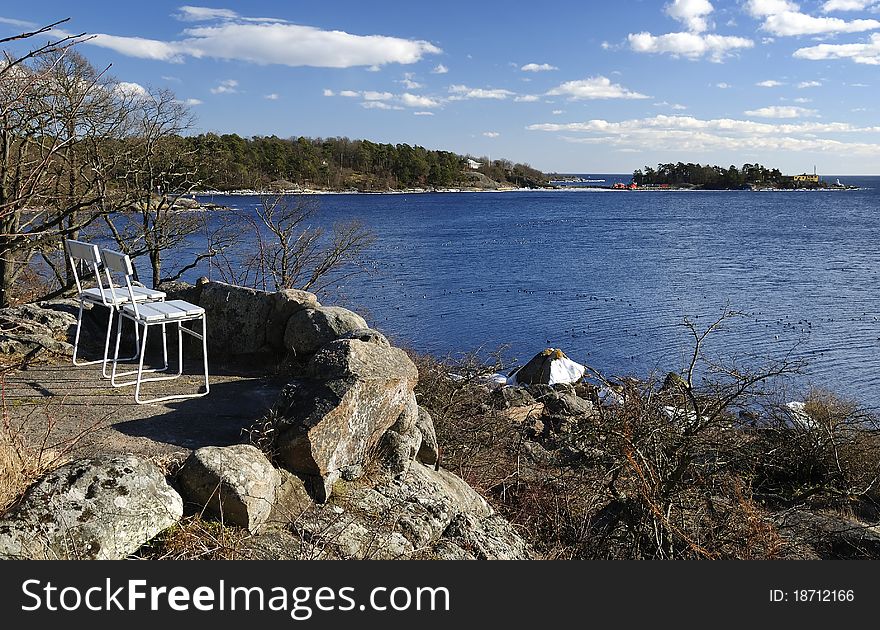 Scenic viewpoint for march Swedish bay. Scenic viewpoint for march Swedish bay