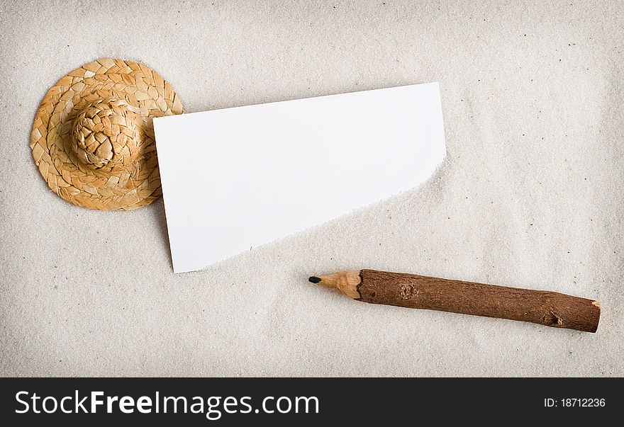 Pure sheet of paper on sand. A background. Pure sheet of paper on sand. A background