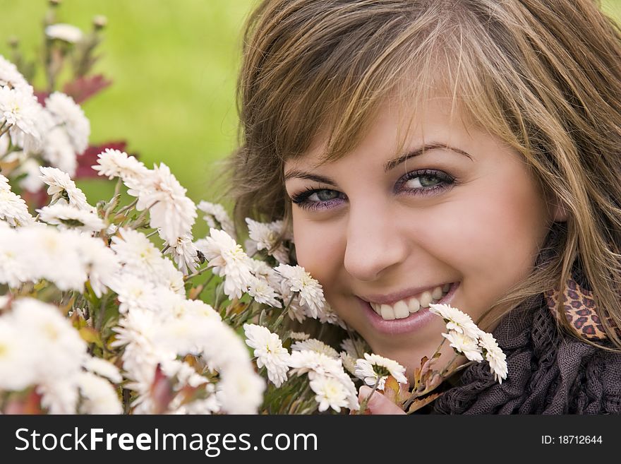 Portrait of beautiful young girl outdoors in autumn. Portrait of beautiful young girl outdoors in autumn