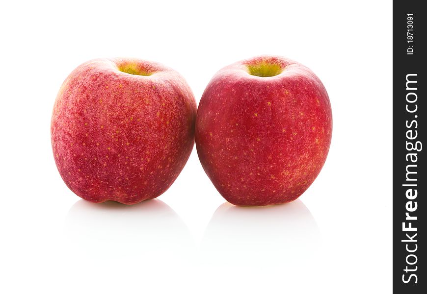 Two red apples on white background. Two red apples on white background