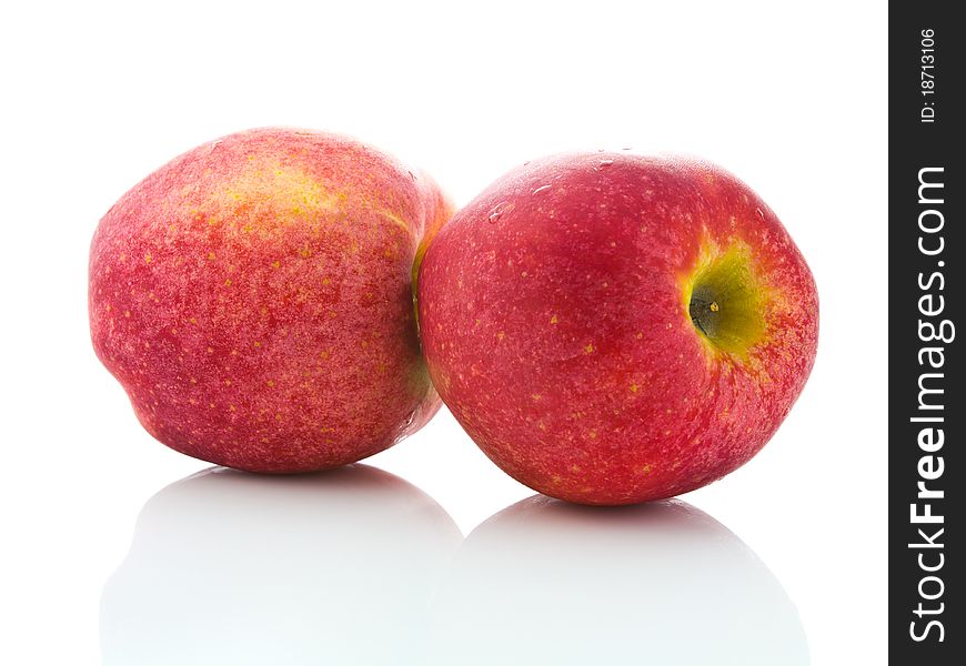 Two red apples on white background. Two red apples on white background