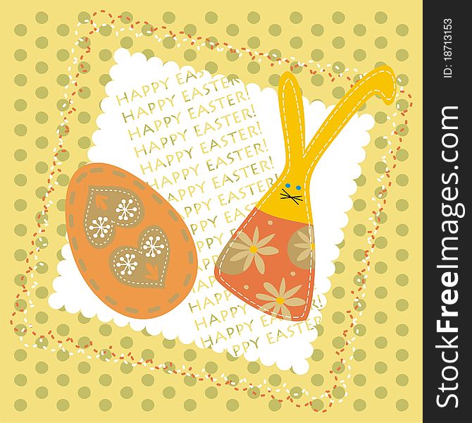 Easter card with decorative egg and bunny