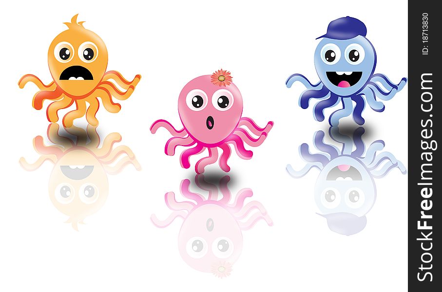 Three cool funny octopus s. Three cool funny octopus s