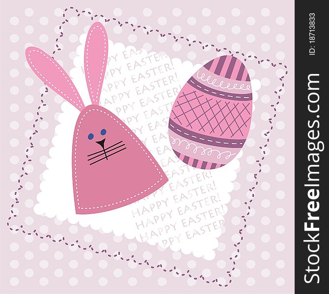 Easter card with decorative egg and bunny