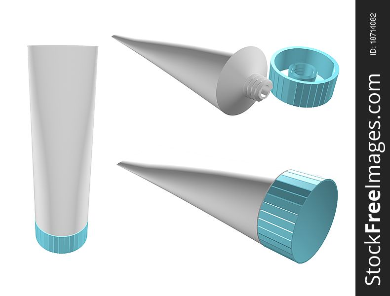 Several tubes of cream on a white background isolated