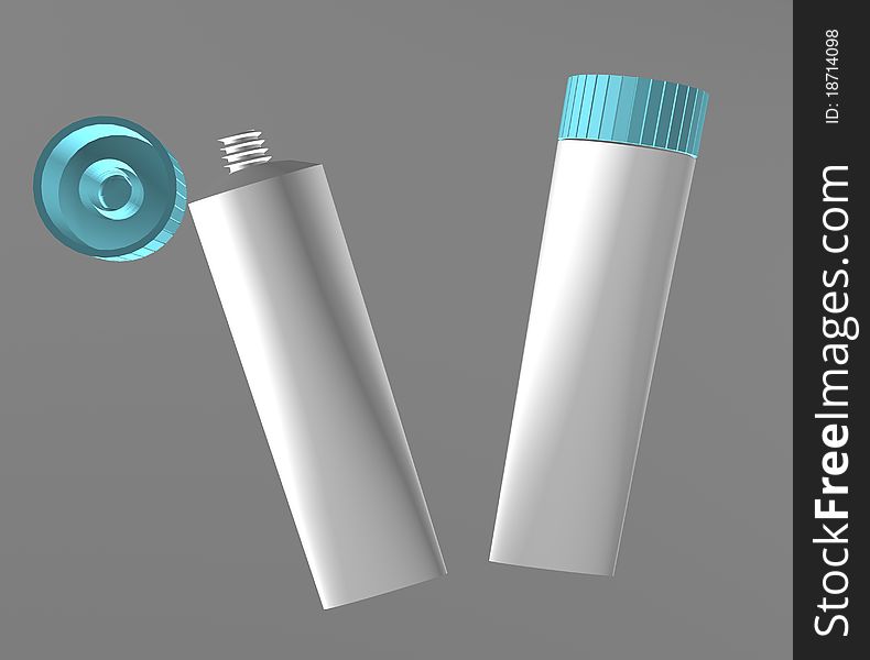 Two tubes of cream on the gray background