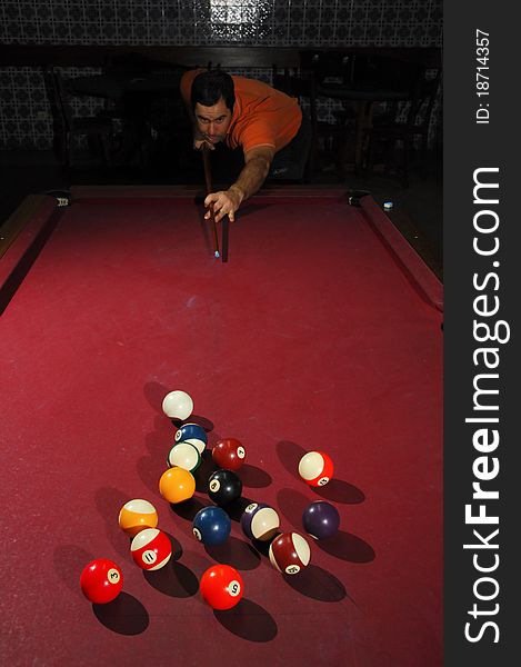 Person Playing Snooker