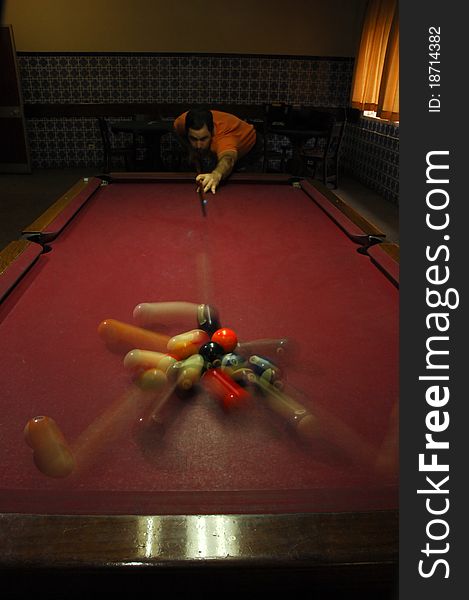 Person Playing Snooker