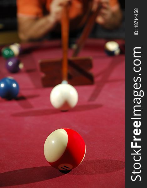 Person Playing Snooker