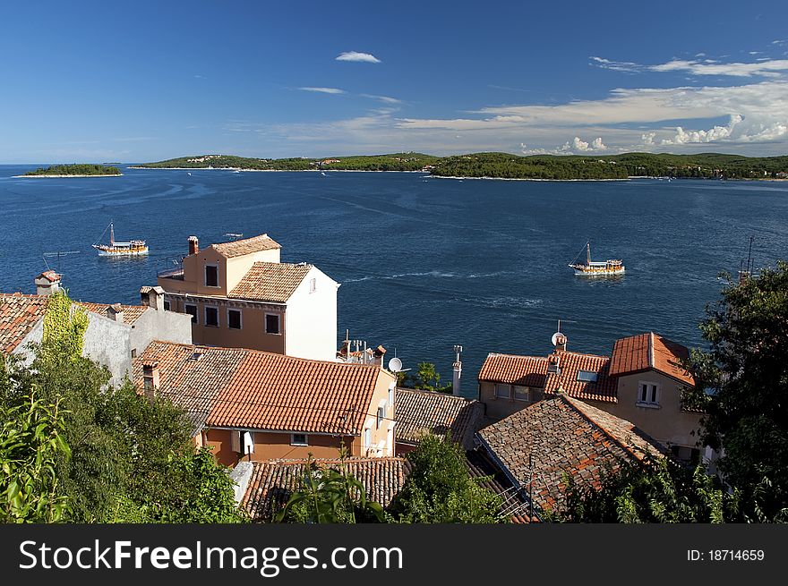 Rooftops and sea at Rovinj - Croatia. Rooftops and sea at Rovinj - Croatia