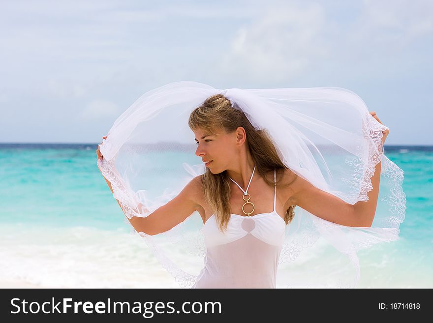 Bride on a tropical beach