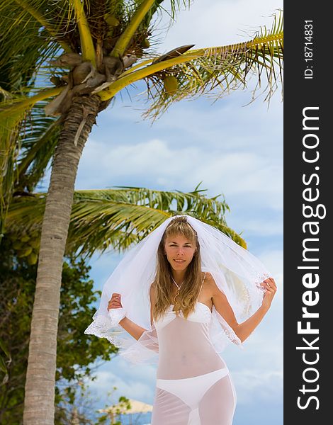 Bride on a tropical beach