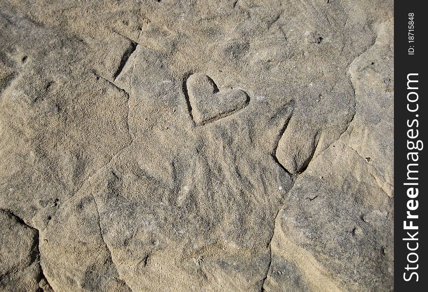 The words I love you, carved on a rock. The words I love you, carved on a rock.