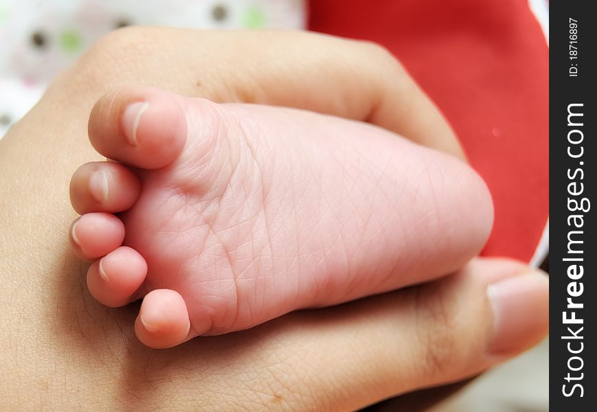 Baby Foot held by father's hand