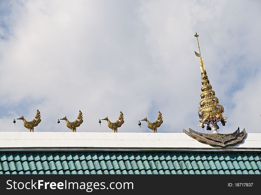 Top Of Thai Church With Cloudy