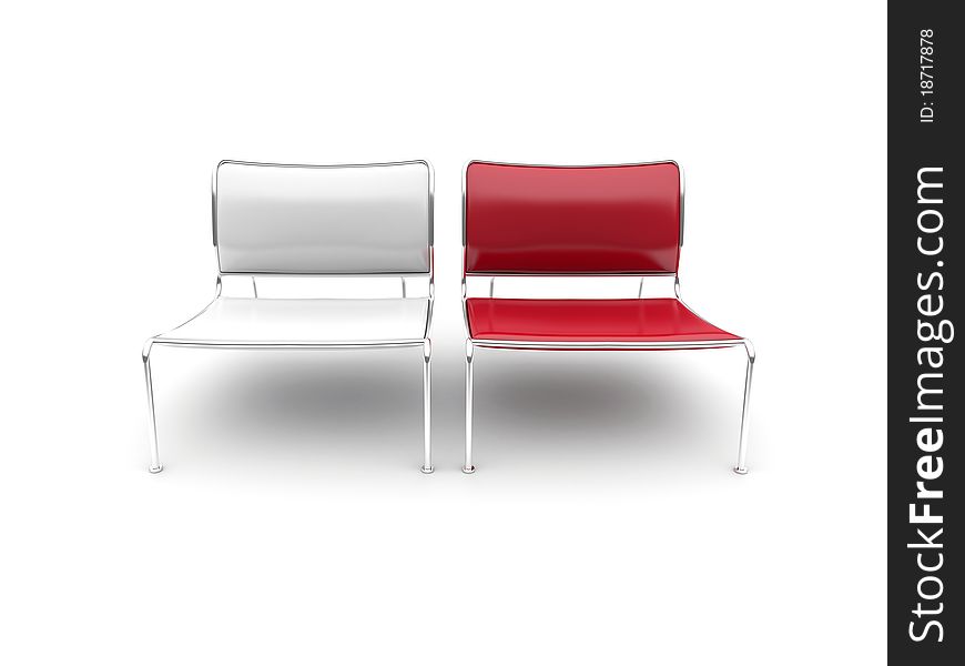 Isolated two chairs on a white background
