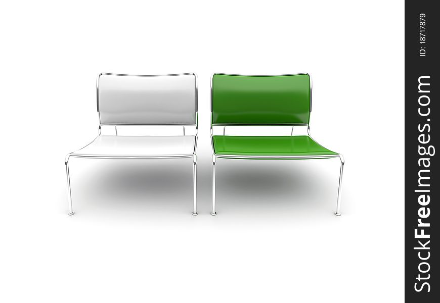 Isolated two chairs on a white background