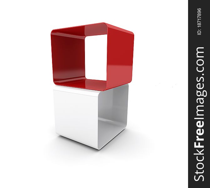 Isolated red and white cubes. Isolated red and white cubes